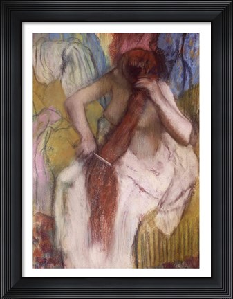 Framed Woman Combing her Hair C Print