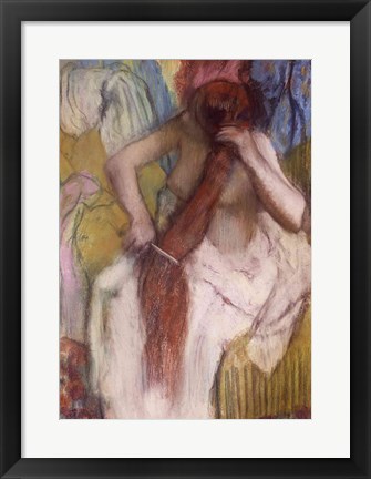 Framed Woman Combing her Hair C Print