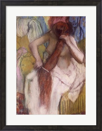 Framed Woman Combing her Hair C Print
