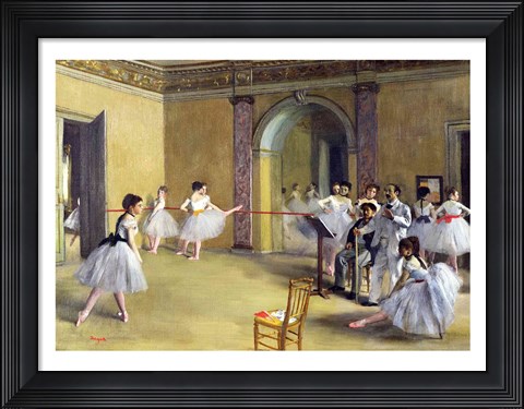 Framed Dance Foyer at the Opera on the rue Le Peletier, 1872 Print