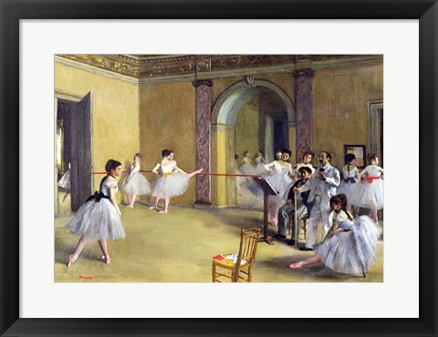 Framed Dance Foyer at the Opera on the rue Le Peletier, 1872 Print