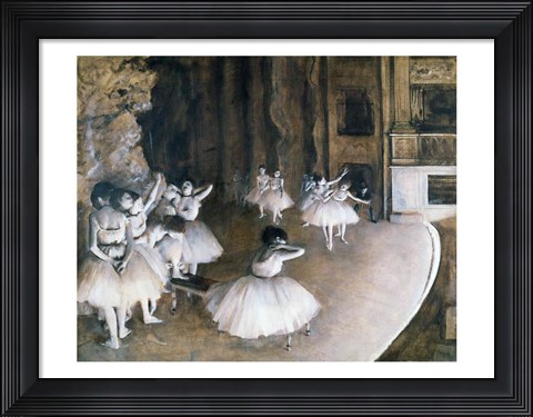 Framed Ballet Rehearsal on the Stage, 1874 Print