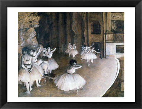 Framed Ballet Rehearsal on the Stage, 1874 Print