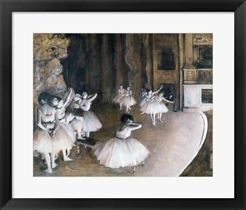 Framed Ballet Rehearsal on the Stage, 1874 Print