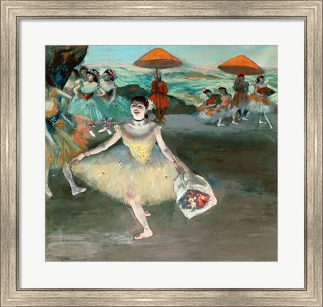 Framed Dancer with bouquet, curtseying, 1877 Print