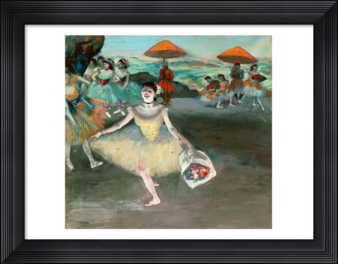 Framed Dancer with bouquet, curtseying, 1877 Print