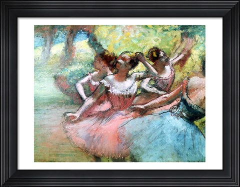 Framed Four ballerinas on the stage Print