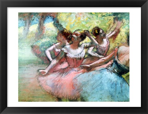 Framed Four ballerinas on the stage Print