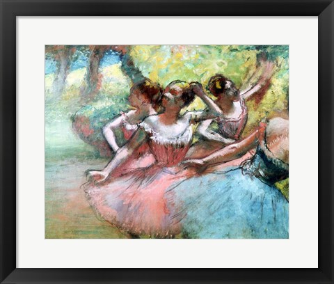 Framed Four ballerinas on the stage Print