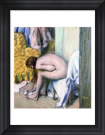 Framed After the Bath, Woman Drying her Left Foot, 1886 Print