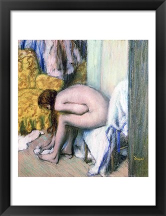 Framed After the Bath, Woman Drying her Left Foot, 1886 Print