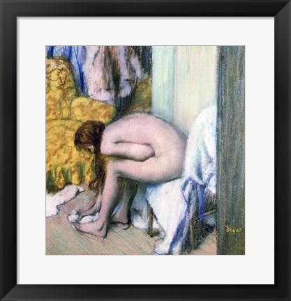 Framed After the Bath, Woman Drying her Left Foot, 1886 Print