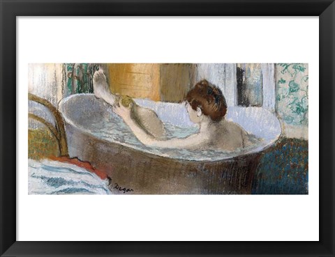 Framed Woman in her Bath, Sponging her Leg, c.1883 Print