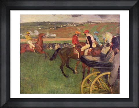 Framed Race Course - Amateur Jockeys near a Carriage Print