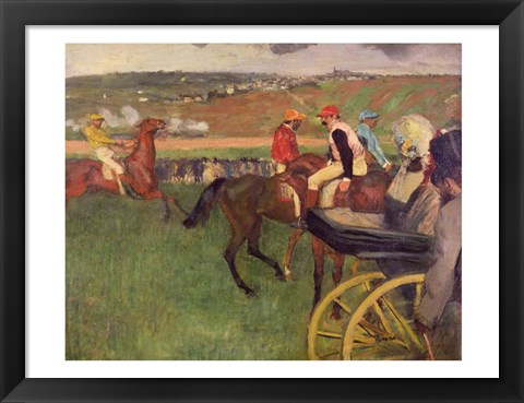 Framed Race Course - Amateur Jockeys near a Carriage Print