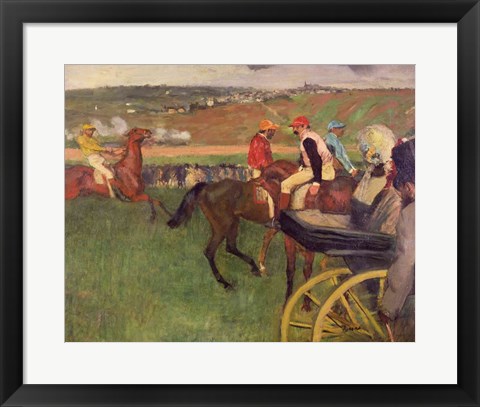 Framed Race Course - Amateur Jockeys near a Carriage Print