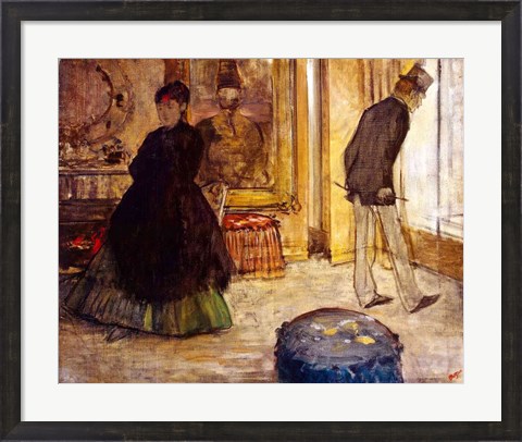 Framed Interior with Two Figures, 1869 Print