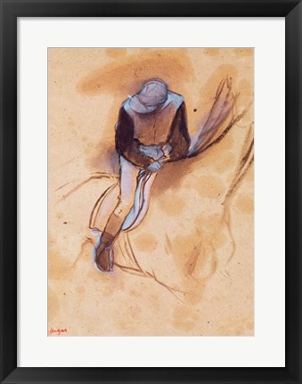 Framed Jockey flexed forward standing in the saddle Print