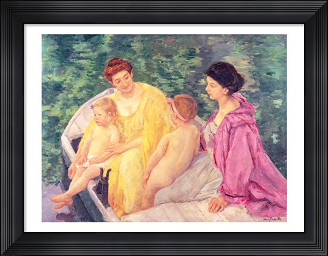 Framed Swim, or Two Mothers and Their Children on a Boat, 1910 Print