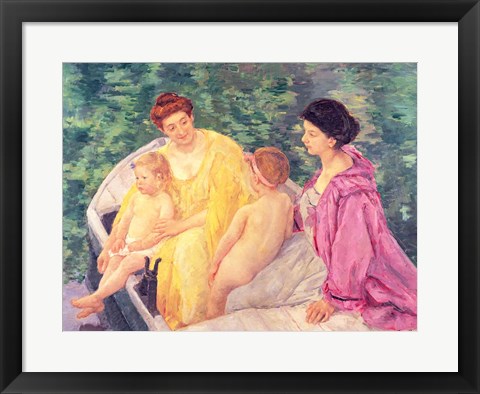 Framed Swim, or Two Mothers and Their Children on a Boat, 1910 Print