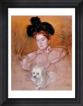 Framed Woman holding a dog Print