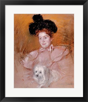 Framed Woman holding a dog Print