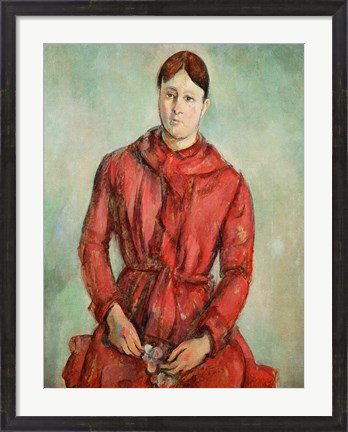 Framed Portrait of Madame Cezanne in a Red Dress Print