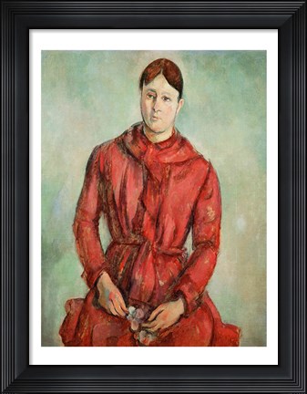 Framed Portrait of Madame Cezanne in a Red Dress Print