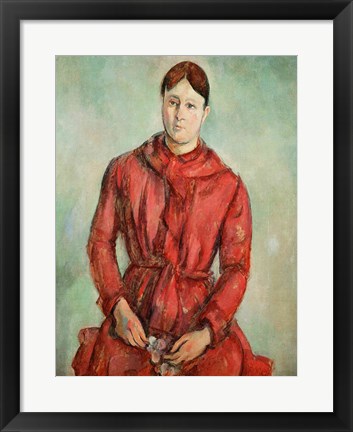 Framed Portrait of Madame Cezanne in a Red Dress Print