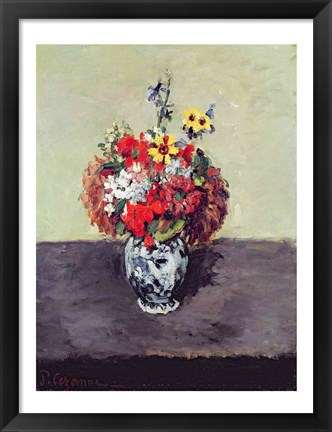 Framed Flowers in a Delft vase Print