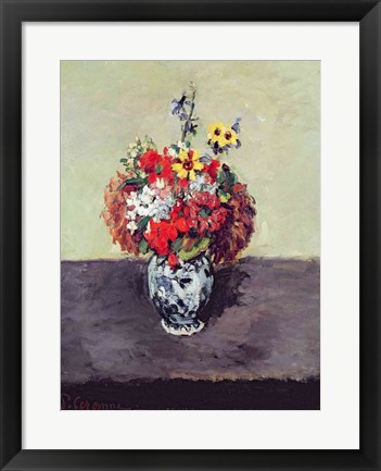 Framed Flowers in a Delft vase Print