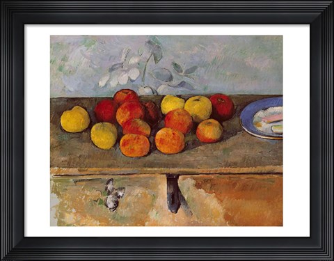 Framed Still life of apples and Biscuits Print