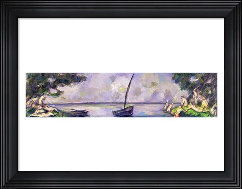 Framed Boat and Bathers Print