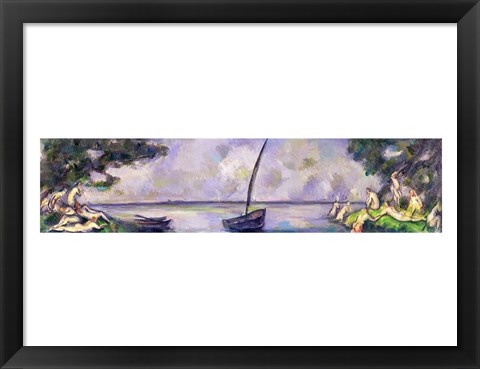 Framed Boat and Bathers Print