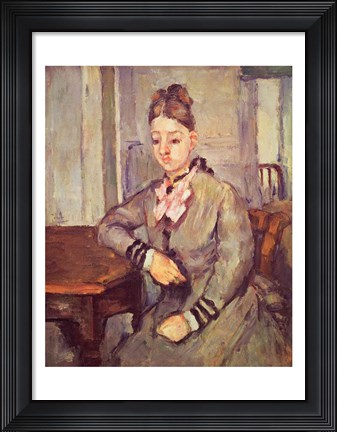 Framed Madame Cezanne Leaning on a Table Print