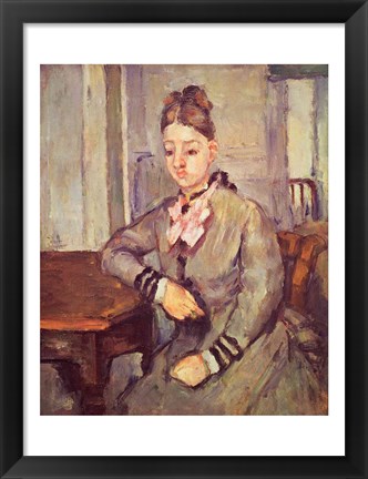 Framed Madame Cezanne Leaning on a Table Print