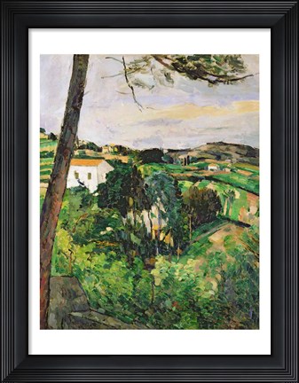 Framed Landscape with red roof or The pine at the Estaque, 1875-76 Print