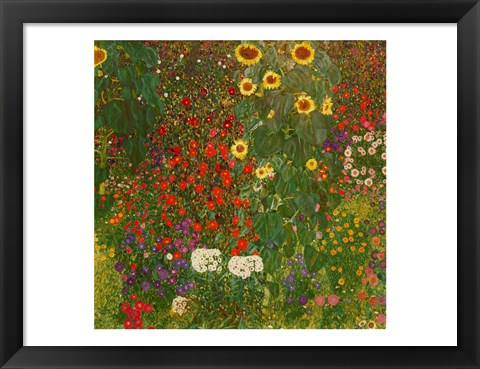 Framed Farm Garden with Flowers Print