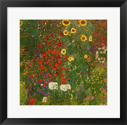 Framed Farm Garden with Flowers Print