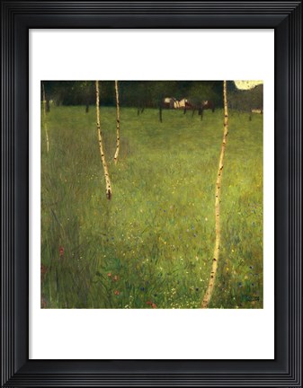 Framed Farmhouse with Birch Trees, 1900 Print