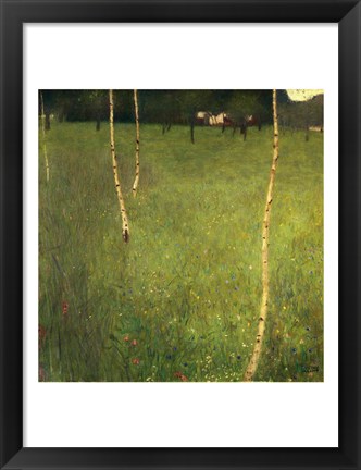 Framed Farmhouse with Birch Trees, 1900 Print