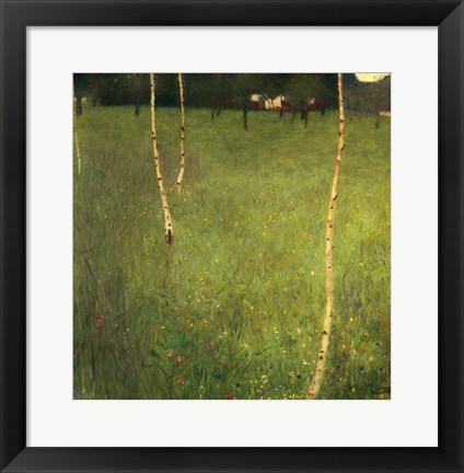 Framed Farmhouse with Birch Trees, 1900 Print