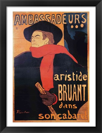 Framed Ambassadeurs: Aristide Bruant, 1892 Print