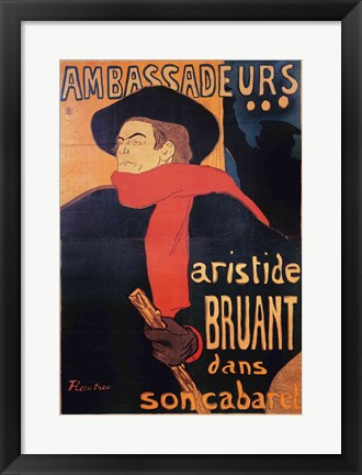 Framed Ambassadeurs: Aristide Bruant, 1892 Print