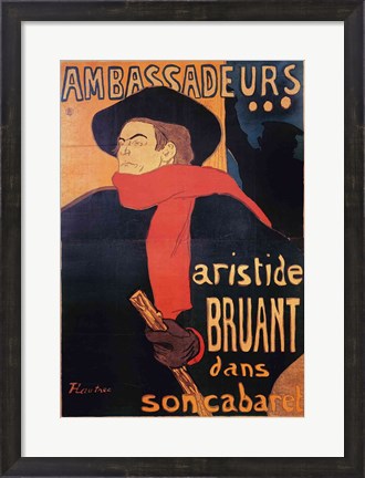 Framed Ambassadeurs: Aristide Bruant, 1892 Print