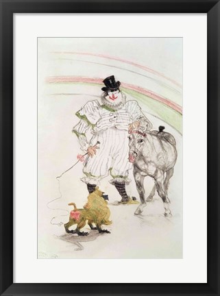 Framed At the Circus: performing horse and monkey, 1899 Print