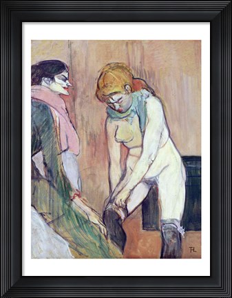 Framed Woman Putting on her Stocking Print