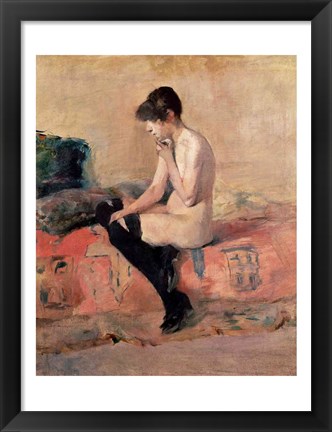 Framed Nude Woman Seated on a Divan, 1881 Print