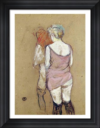 Framed Two Semi-Nude Women at the Maison de la Rue des Moulins, 1894 Print