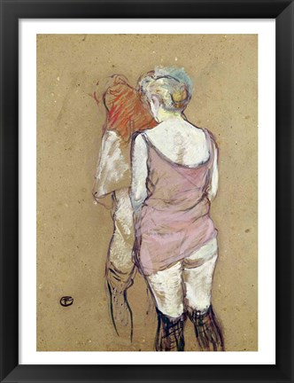 Framed Two Semi-Nude Women at the Maison de la Rue des Moulins, 1894 Print